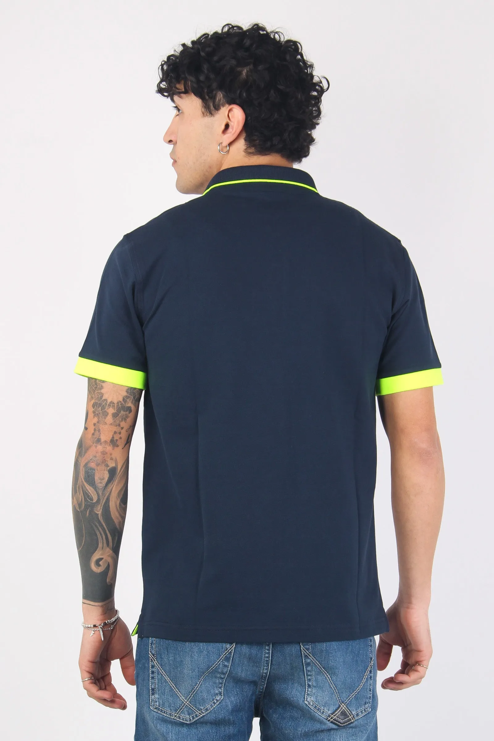 Polo Profilo Sottile Fluo Navy Blue