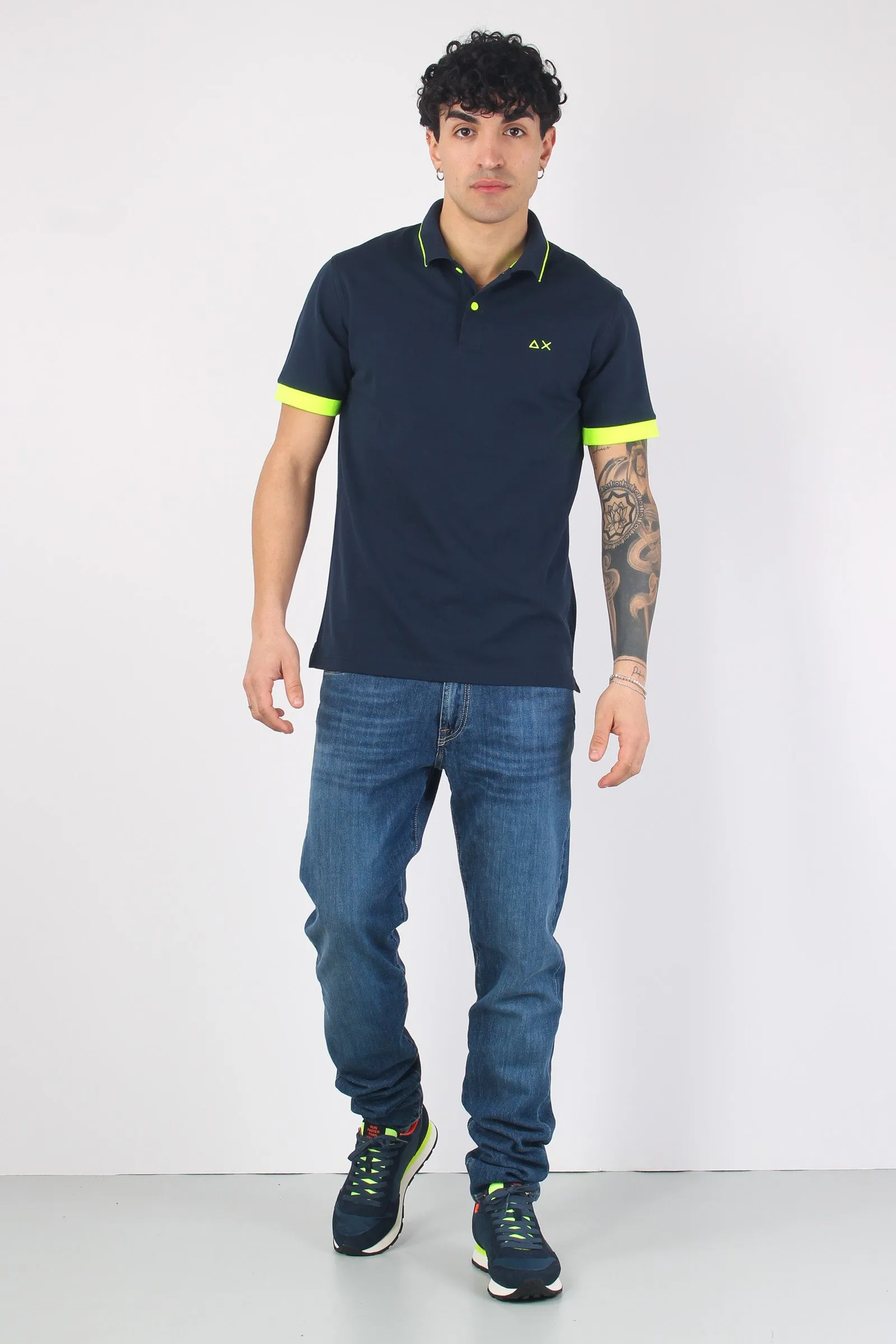 Polo Profilo Sottile Fluo Navy Blue