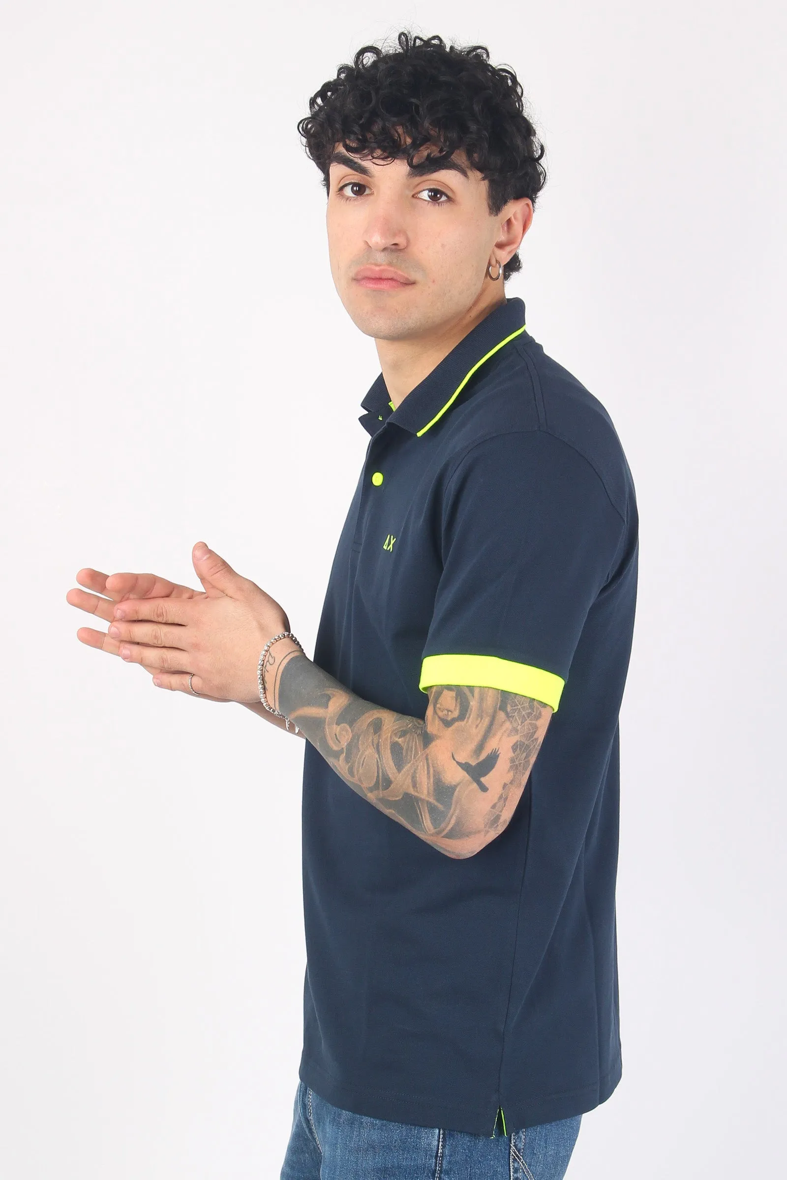 Polo Profilo Sottile Fluo Navy Blue