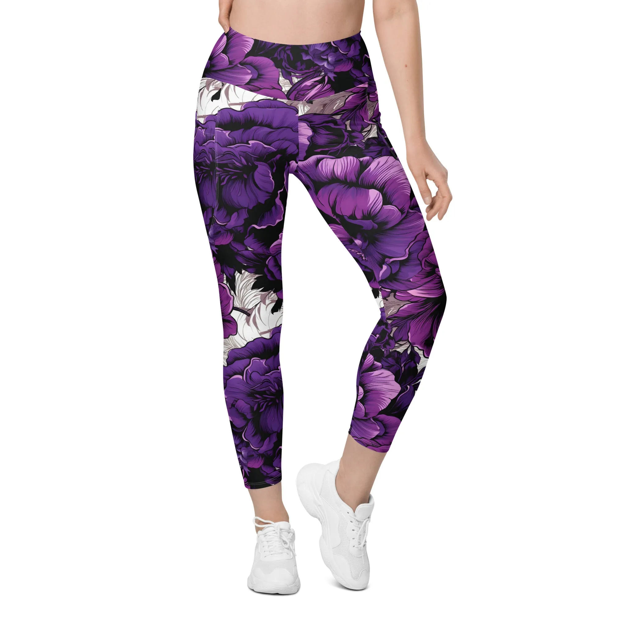 Purple Petals Performance: Women's Running Leggings from Mile After Mile