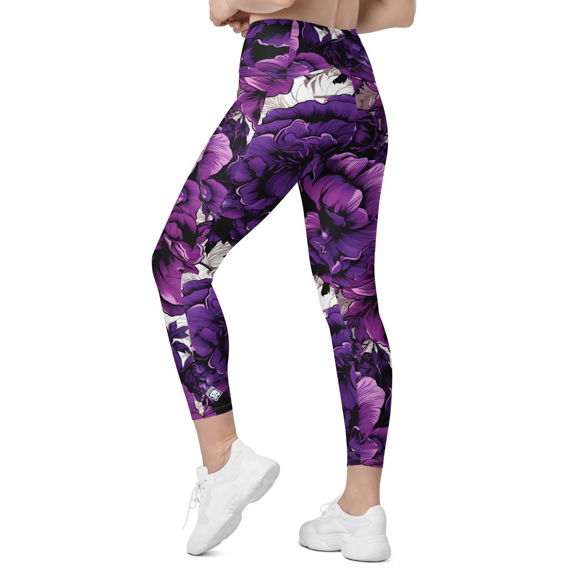 Purple Petals Performance: Women's Running Leggings from Mile After Mile