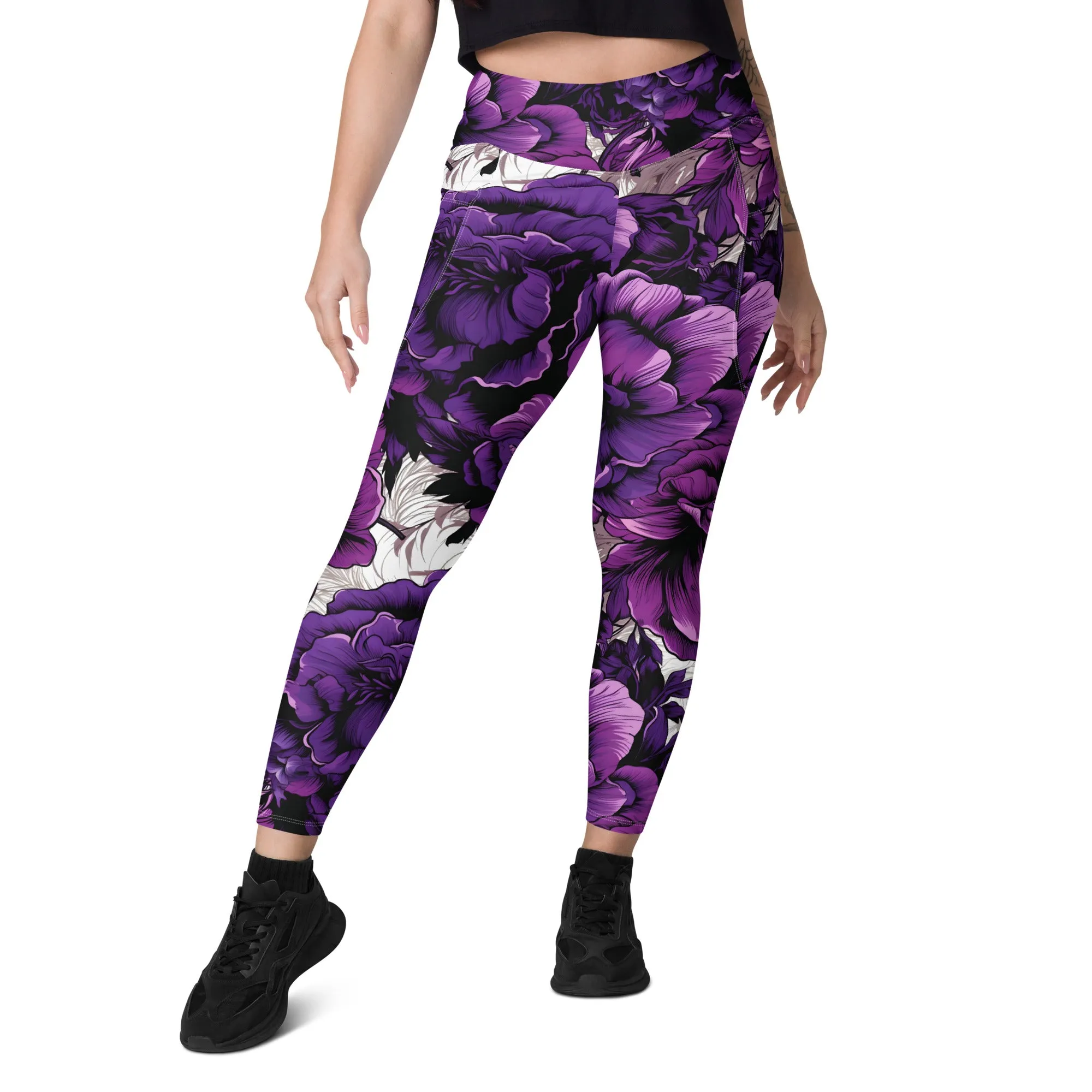 Purple Petals Performance: Women's Running Leggings from Mile After Mile