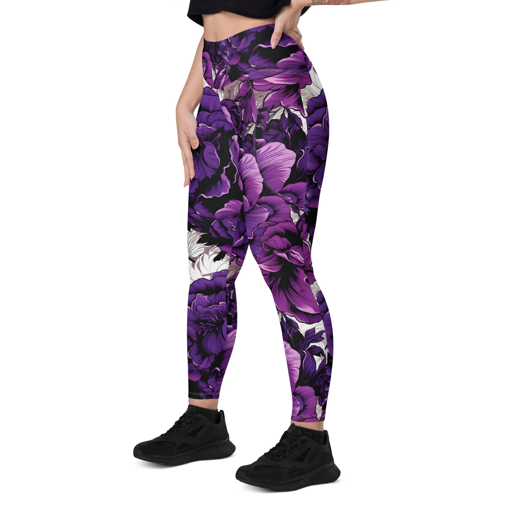 Purple Petals Performance: Women's Running Leggings from Mile After Mile