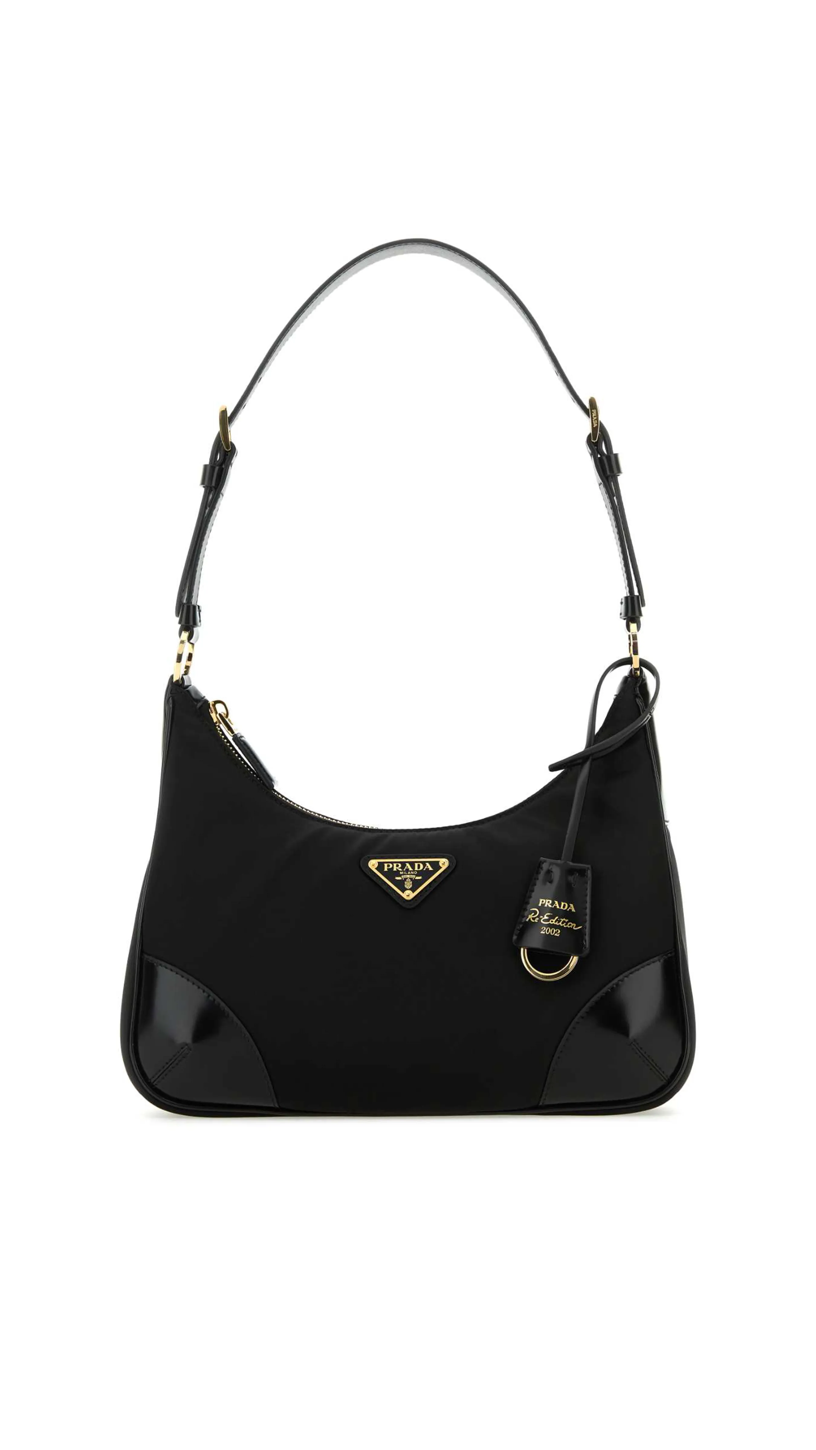 Re-Edition Mini Bag in Re-Nylon and Patent Leather - Black