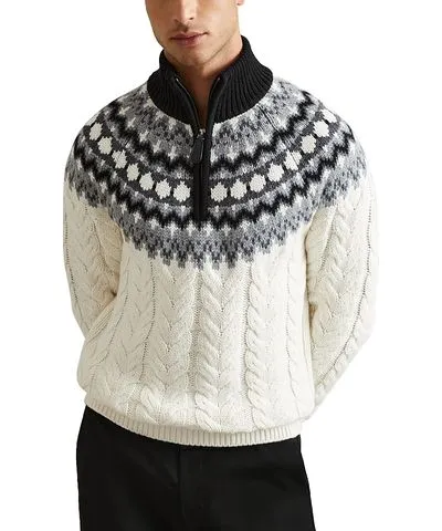 Reiss Colorado Half Zip Fair Isle Sweater