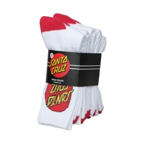 Santa Cruz Youth Socks 4pk White