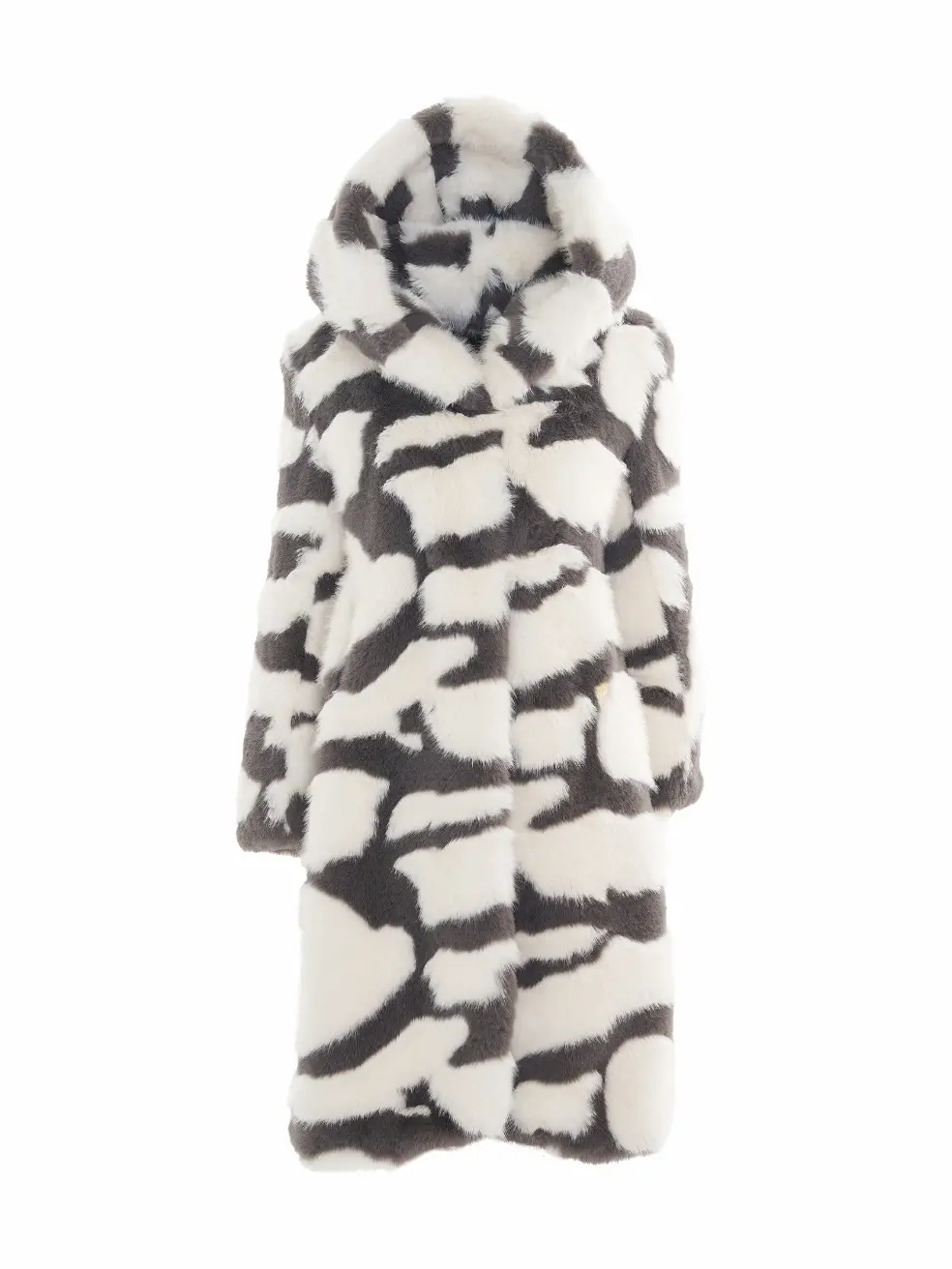 		Saylor  Grey Camo Faux Fur Coat	