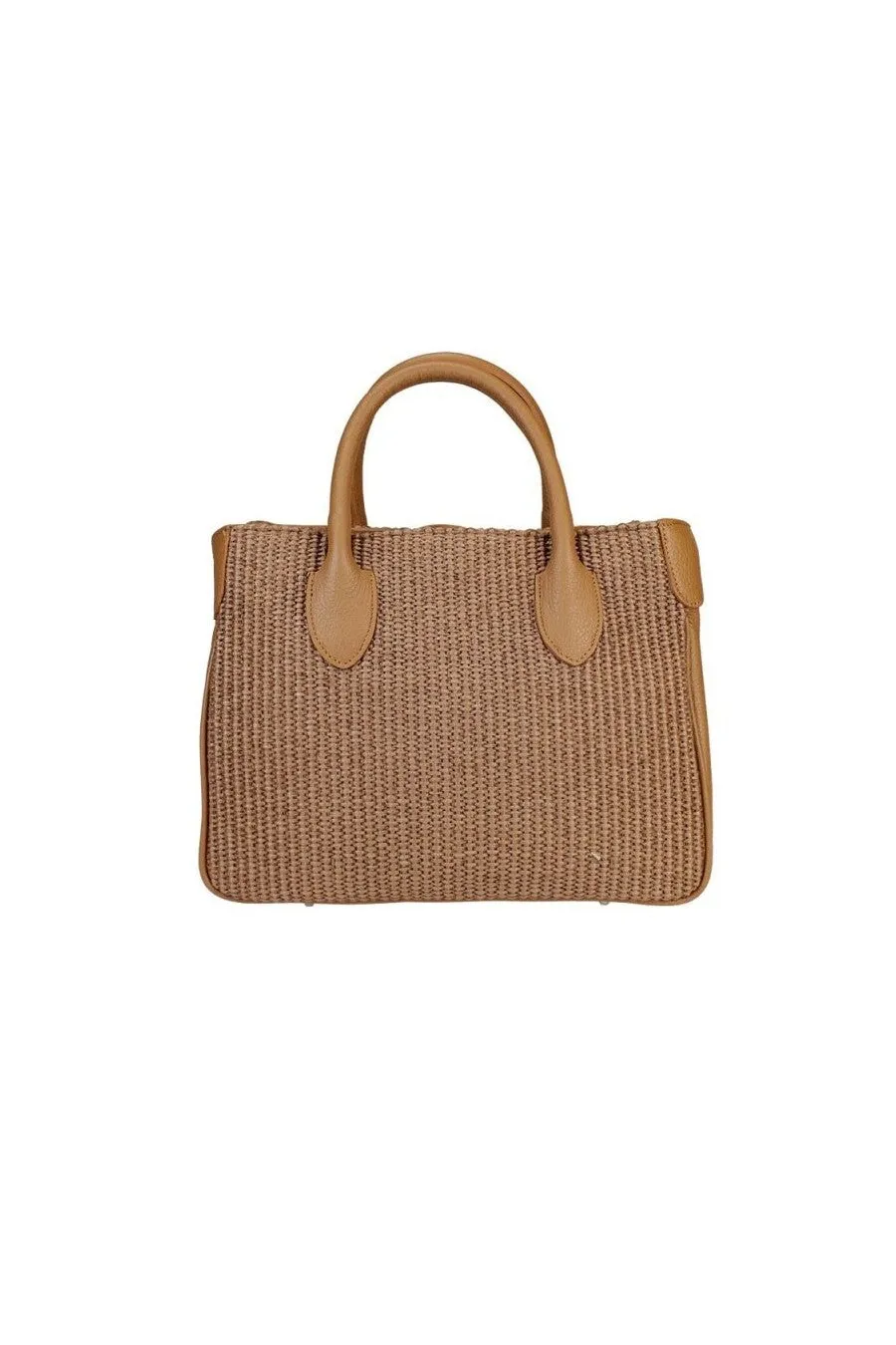 Shopping bag in raffia e pelle