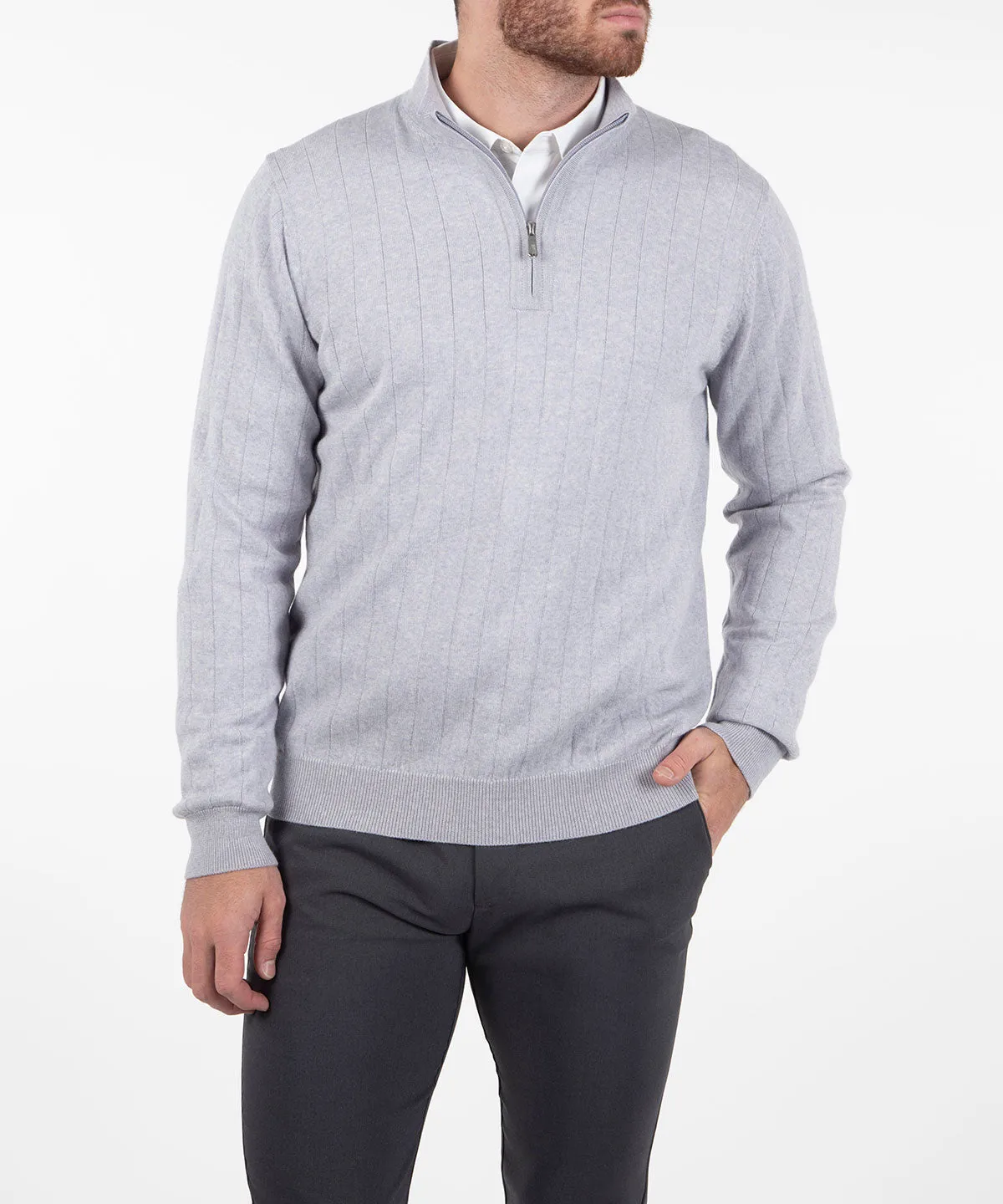 Signature Merino Lined Quarter-Zip Mock Neck Wind Sweater