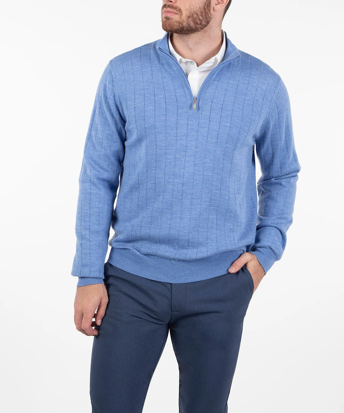 Signature Merino Lined Quarter-Zip Mock Neck Wind Sweater