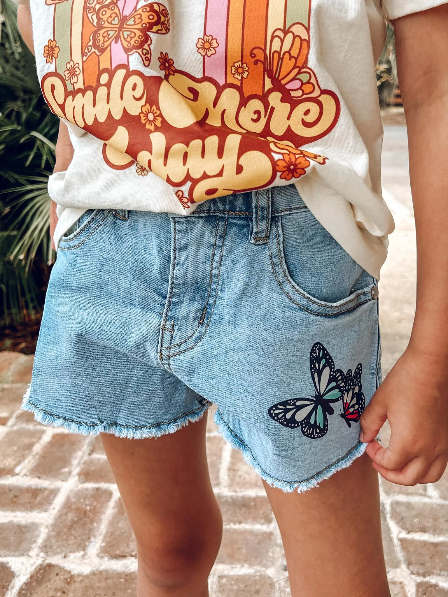 Smile More Butterfly Tee | Cream