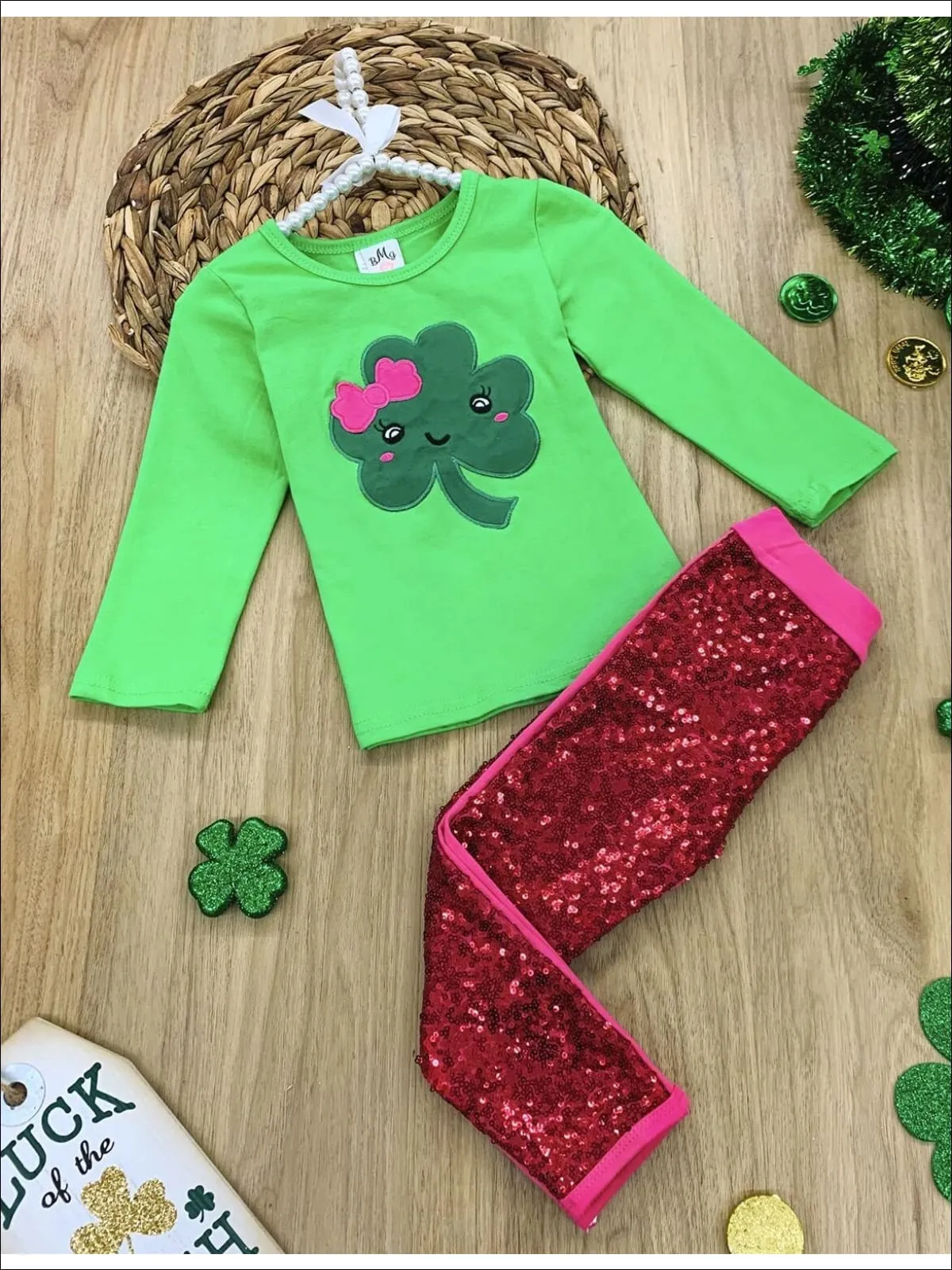 St. Patrick's Sparkle Sequin Legging Set