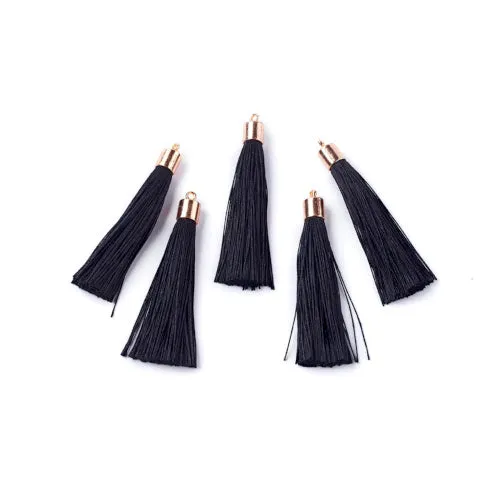 Tassels, Polyester, With Gold Cap, Black, 58-65mm