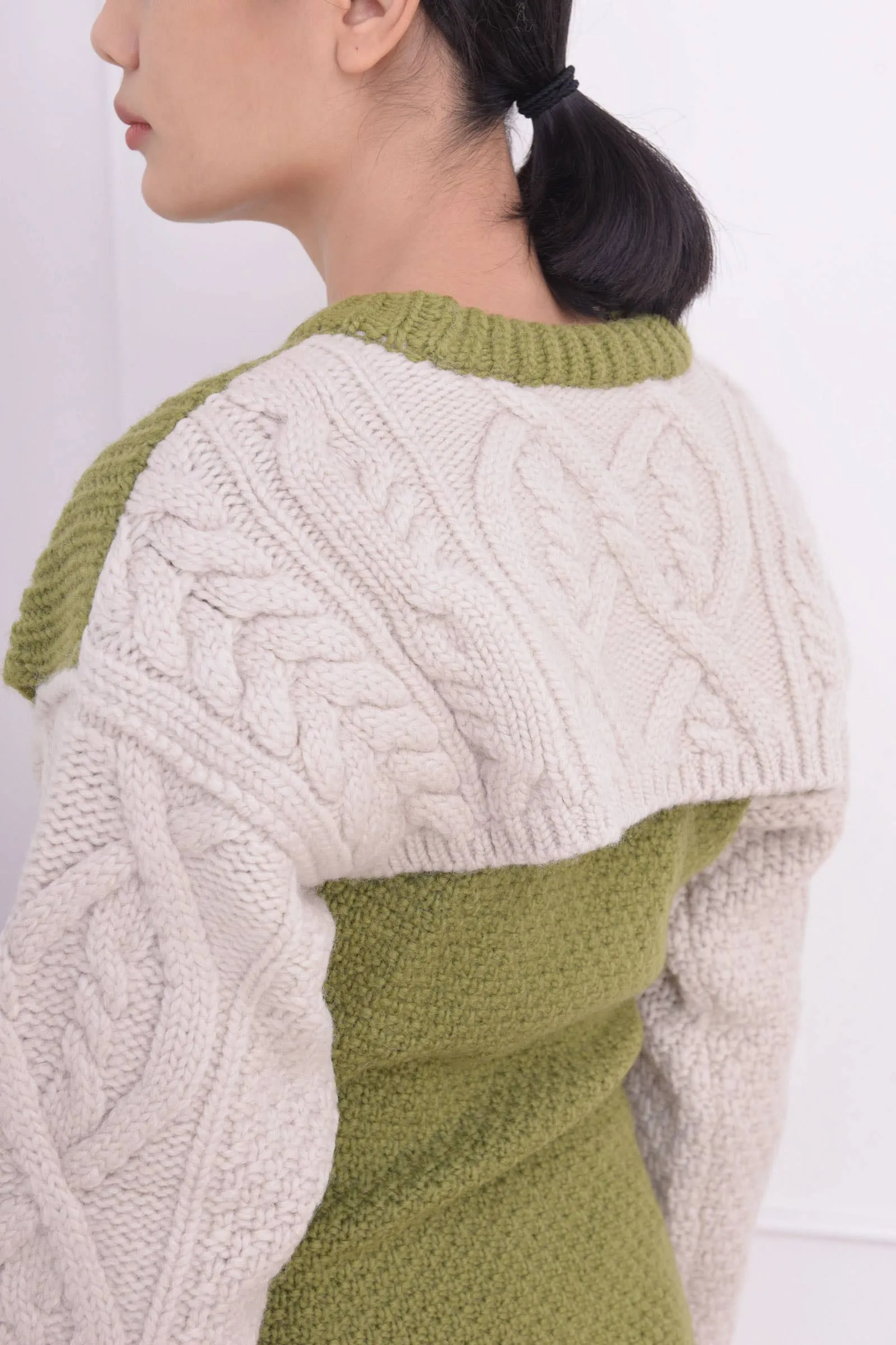 Two-Tone Mollyna Cable Wool Sweater