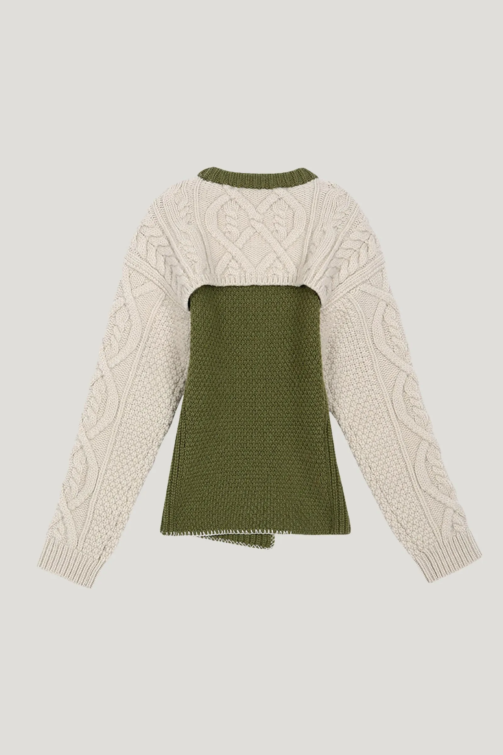 Two-Tone Mollyna Cable Wool Sweater