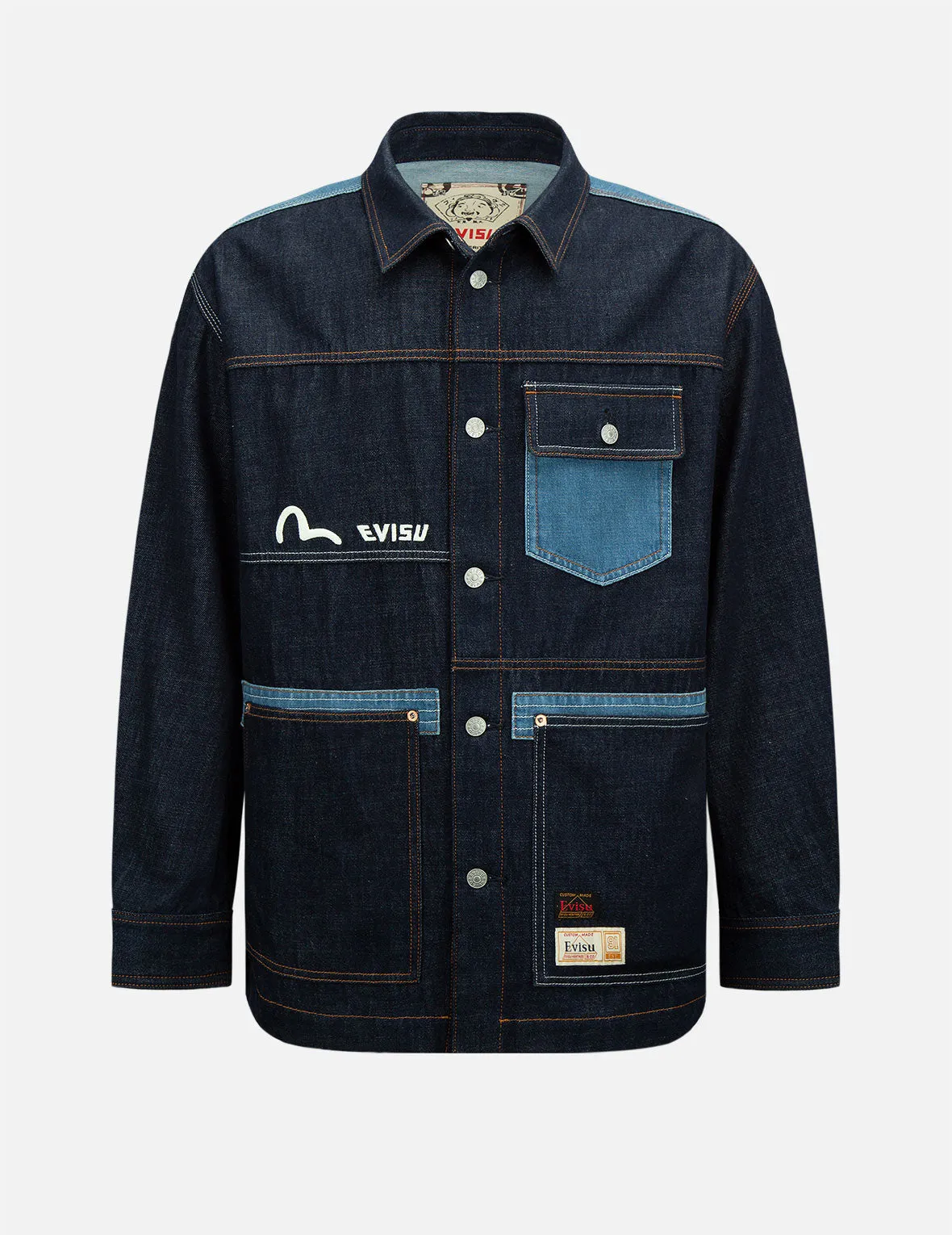 Vintage Handwritten Logo Embroidered Denim Shirt Jacket