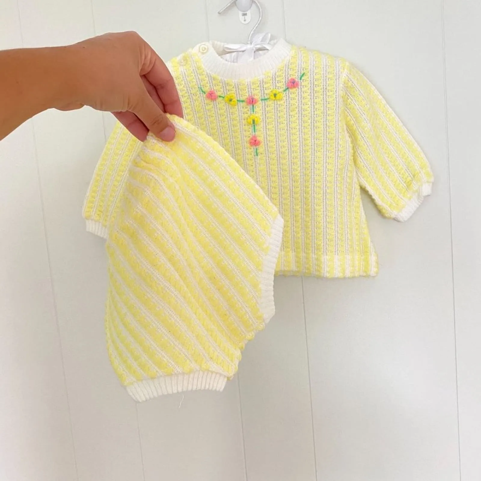 Vintage Novelty Knit Yellow Sweater Set 18 Months