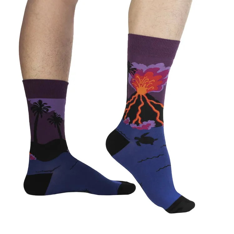 Volcanoes crew socks for men