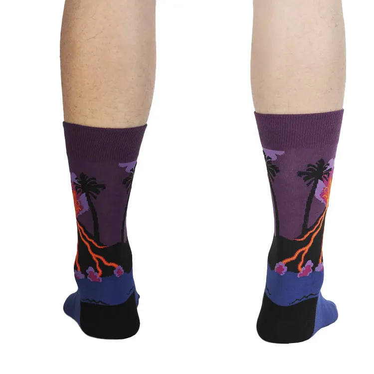 Volcanoes crew socks for men