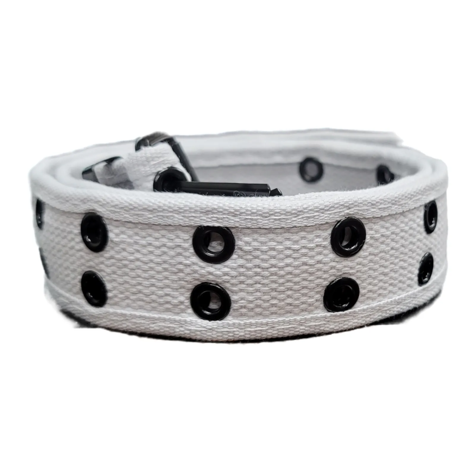 White Fabric Grommet Belt