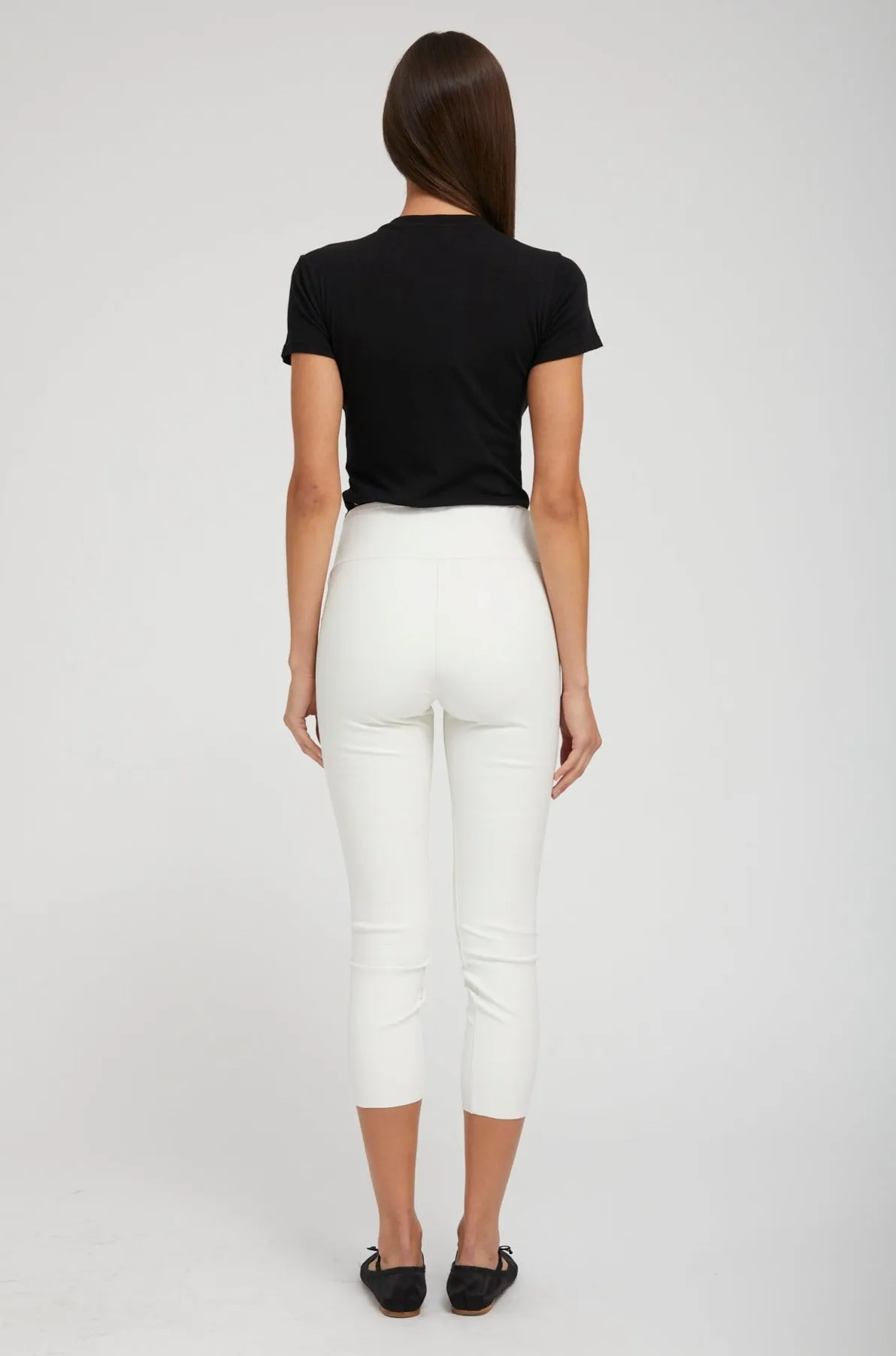 White Leather Crop Leggings