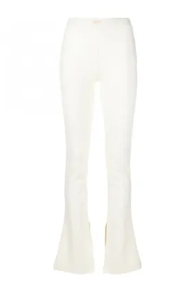 Womens Sleek Split Leggings Ivory White 