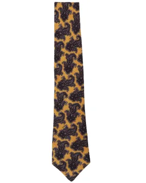 Yellow and Brown Floral Paisley Tie