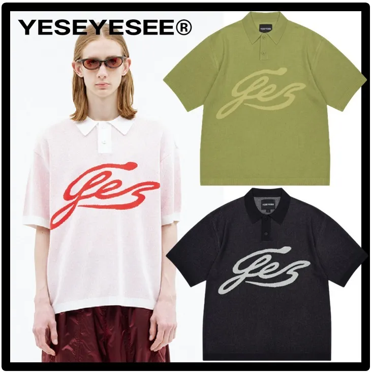 YESEYESEE  |Street Style Logo Knitted Polo Shirts Polos