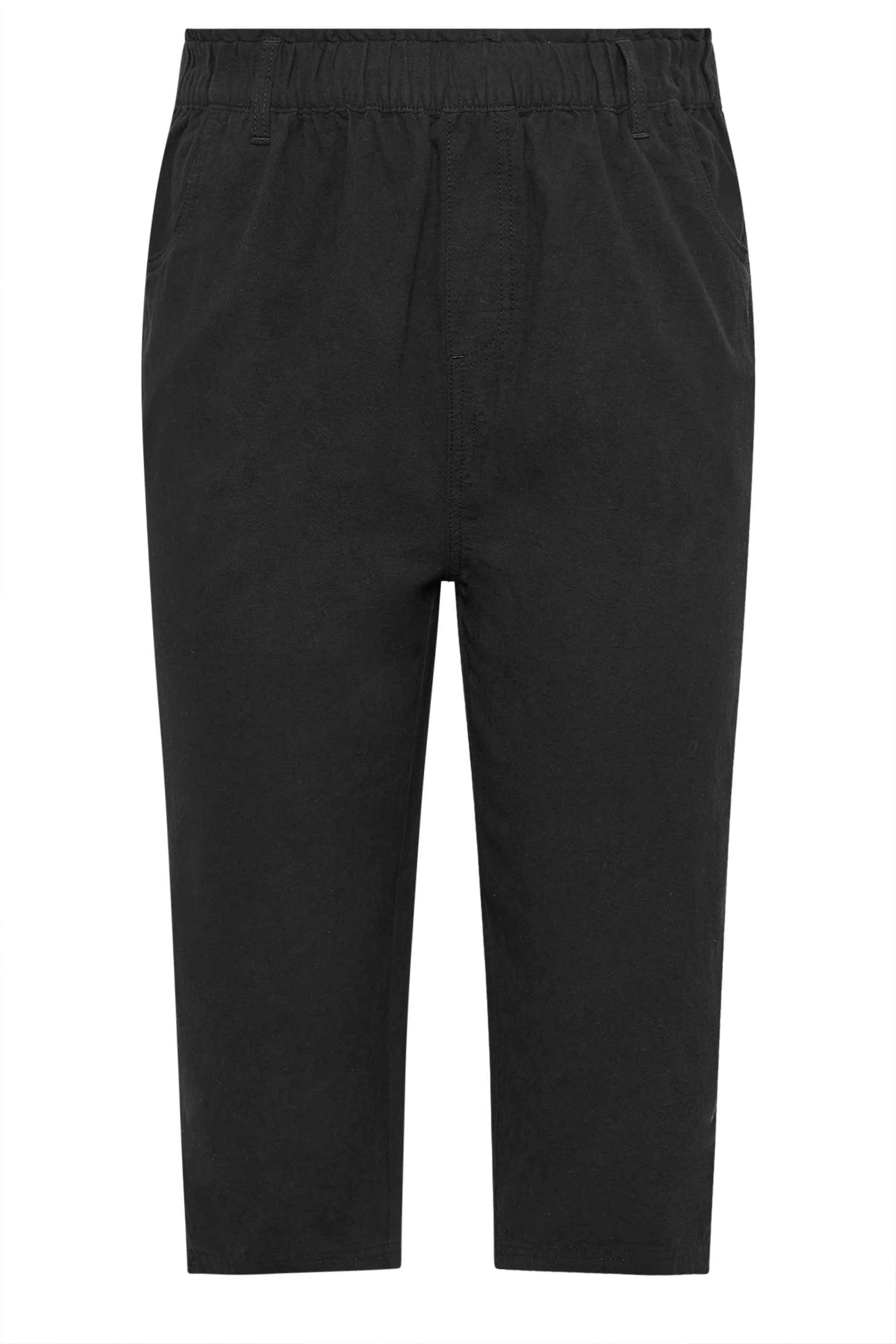 YOURS Curve Black Elasticated Cool Cotton Cropped Trousers