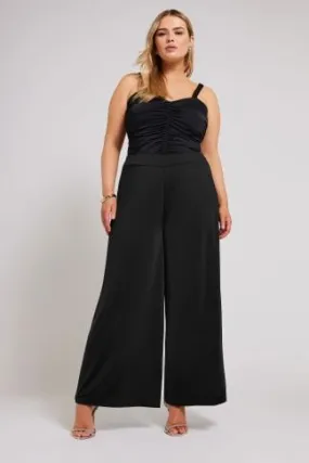 YOURS LONDON Curve Black Slinky Wide Leg Trousers