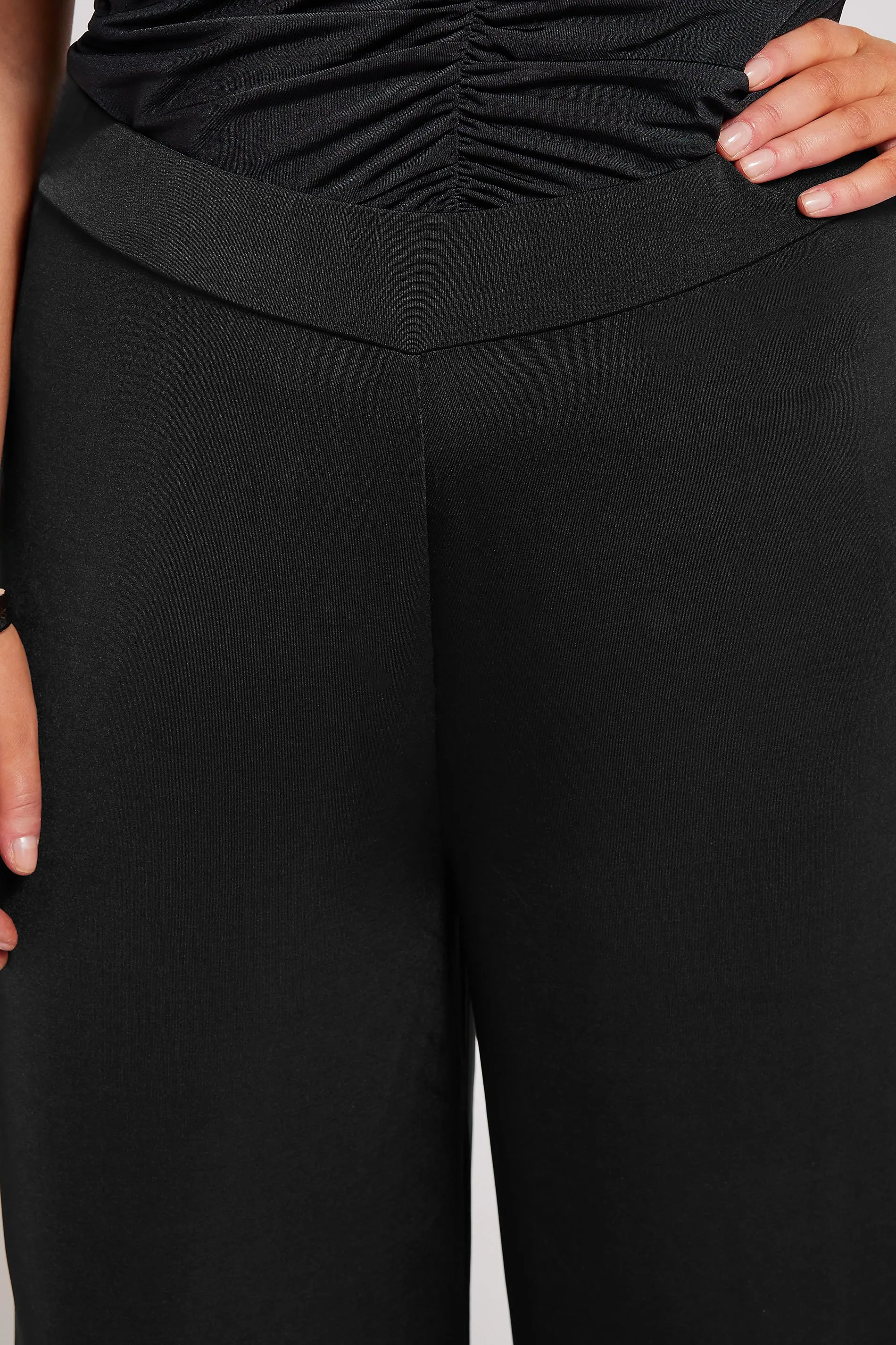 YOURS LONDON Curve Black Slinky Wide Leg Trousers